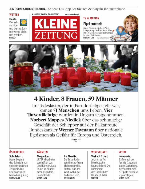 Titelseiten vom 29.08.2015