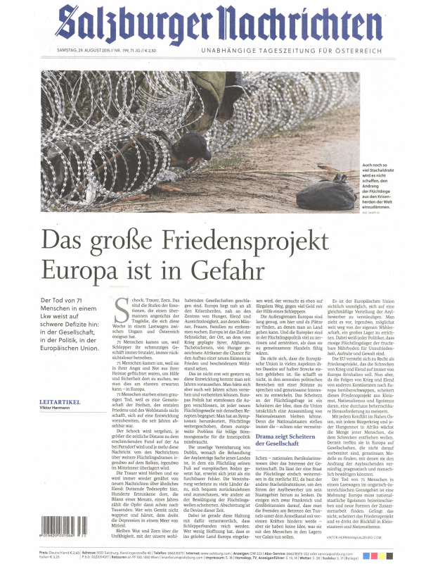 Titelseiten vom 29.08.2015