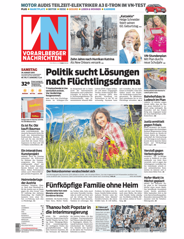 Titelseiten vom 29.08.2015