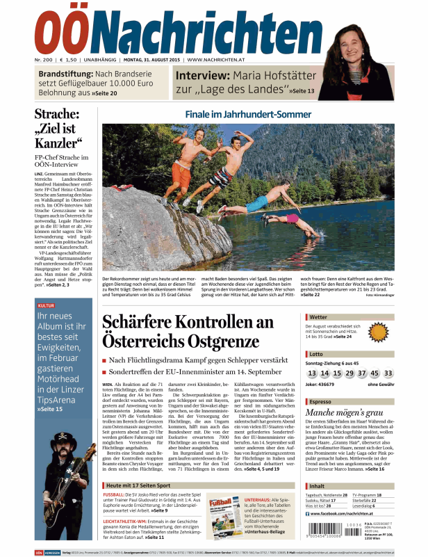 Titelseiten vom 31.08.2015
