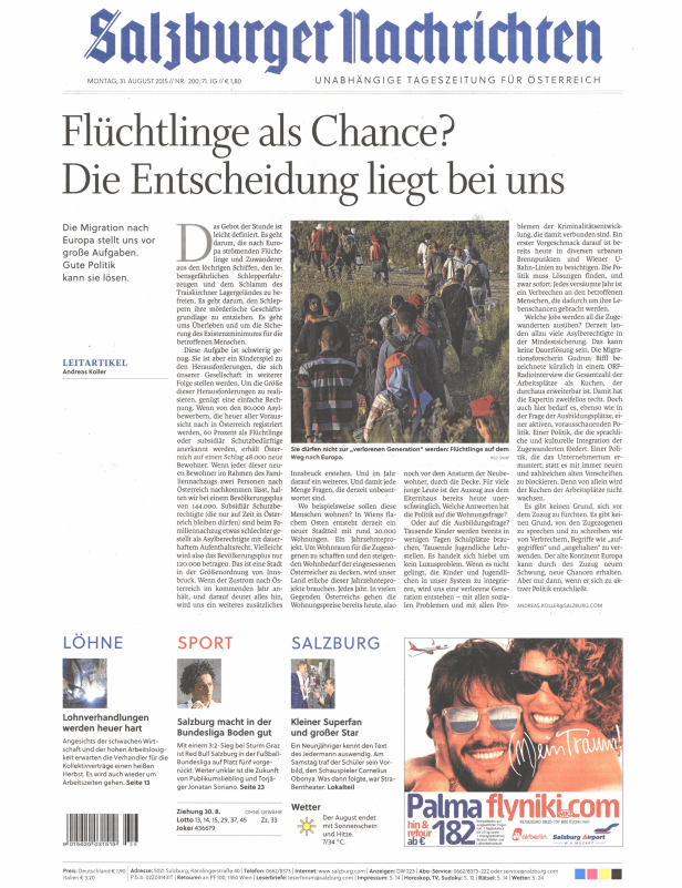 Titelseiten vom 31.08.2015