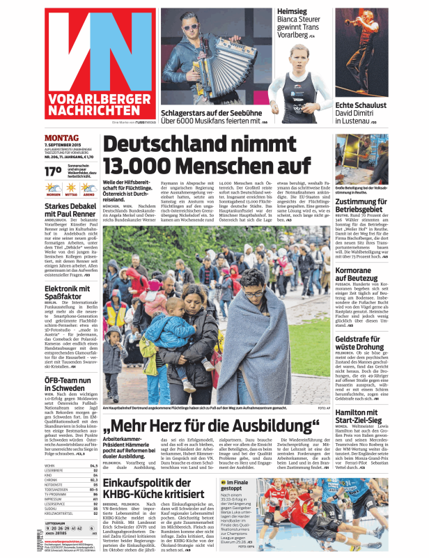 Titelseiten vom 07.09.2015
