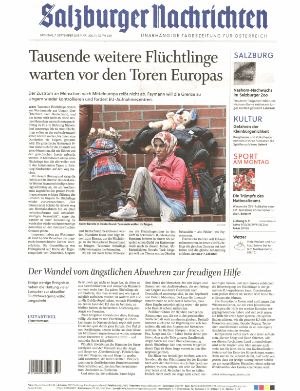 Titelseiten vom 07.09.2015