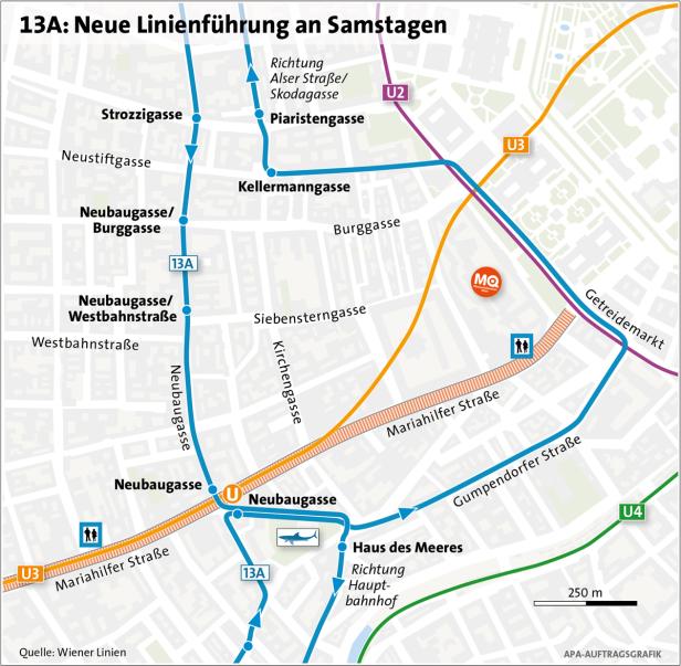Mariahilfer Straße: Neue Übergangslösung für 13A