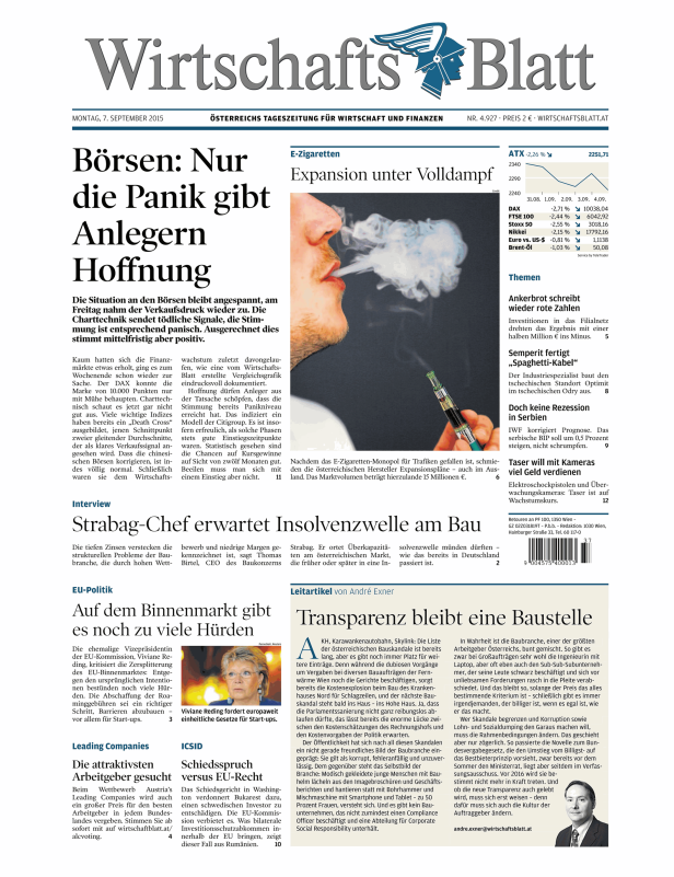 Titelseiten vom 07.09.2015