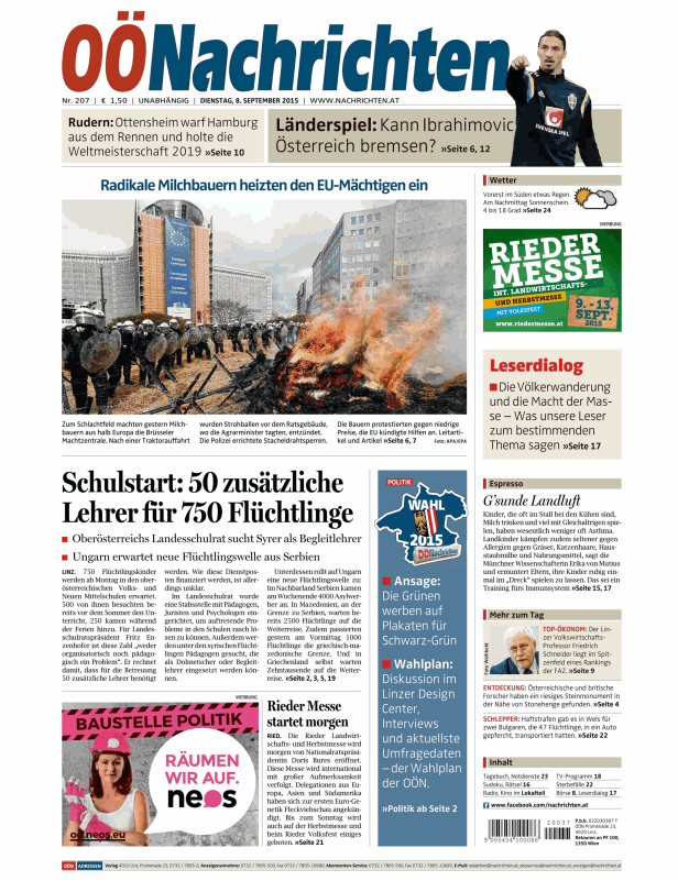 Titelseiten vom 08.09.2015