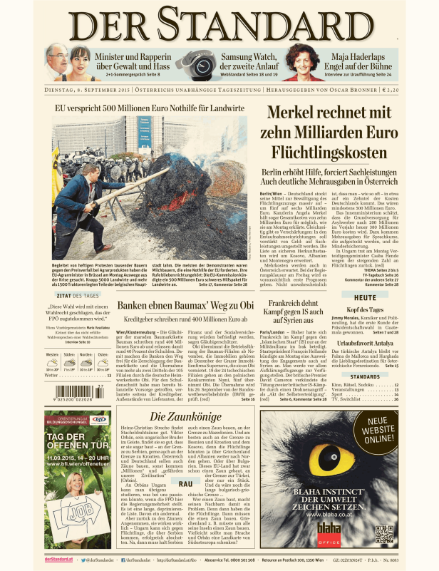 Titelseiten vom 08.09.2015