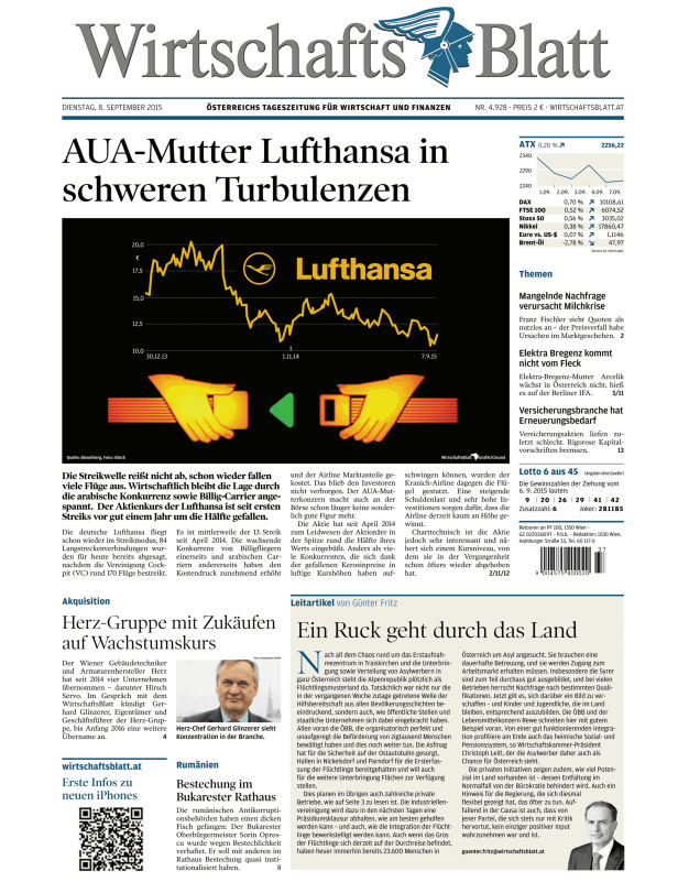 Titelseiten vom 08.09.2015
