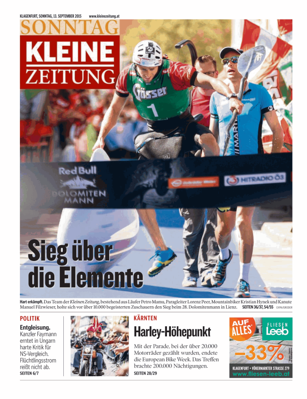 Titelseiten vom 13.09.2015