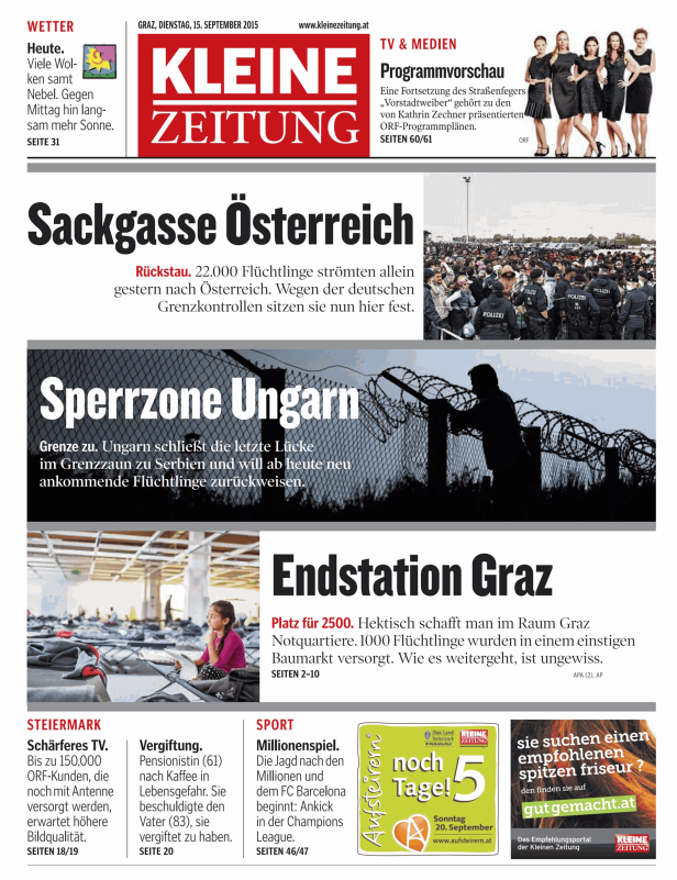Titelseiten vom 15.09.2015