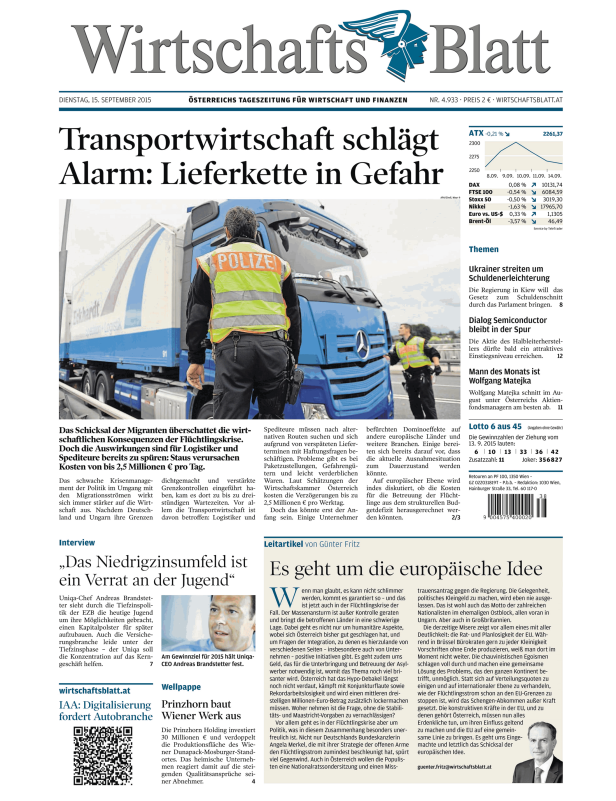Titelseiten vom 15.09.2015