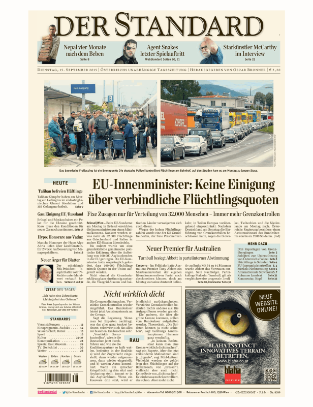 Titelseiten vom 15.09.2015