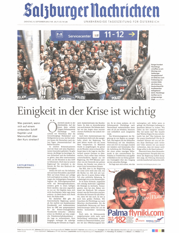 Titelseiten vom 15.09.2015
