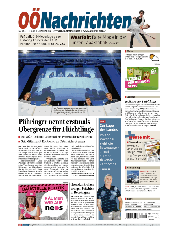Titelseiten vom 16.09.2015