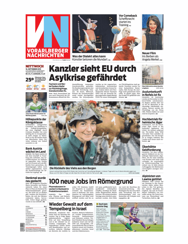 Titelseiten vom 16.09.2015