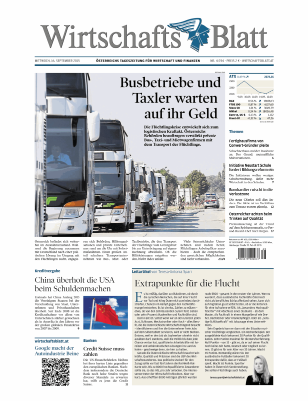 Titelseiten vom 16.09.2015