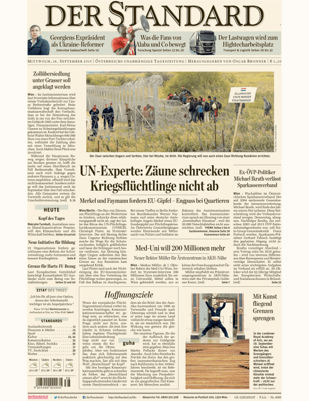 Titelseiten vom 16.09.2015