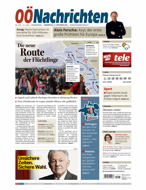 Titelseiten vom 17.09.2015