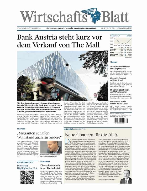 Titelseiten vom 17.09.2015