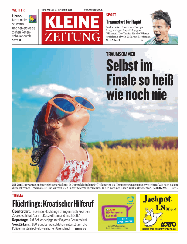 Titelseiten vom 18.09.2015