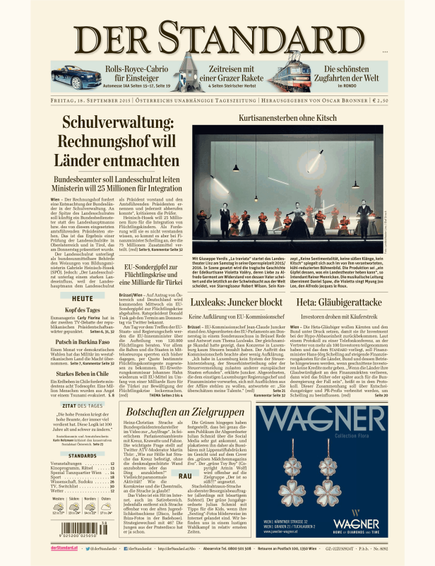 Titelseiten vom 18.09.2015