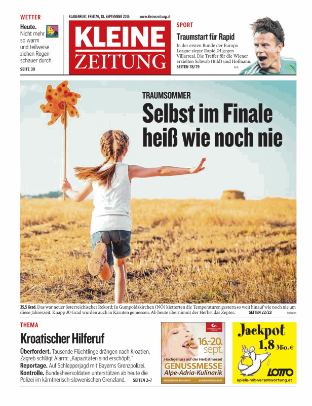 Titelseiten vom 18.09.2015