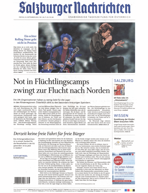 Titelseiten vom 18.09.2015