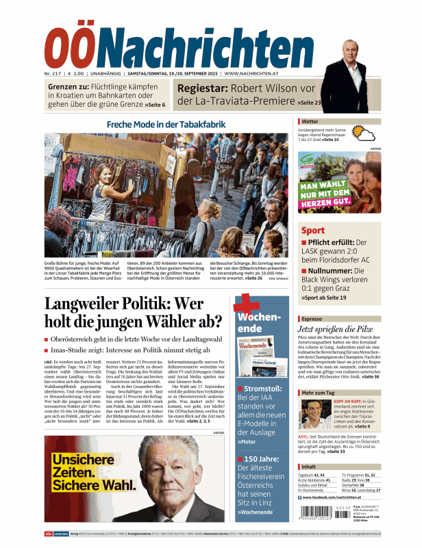 Titelseiten vom 19.09.2015