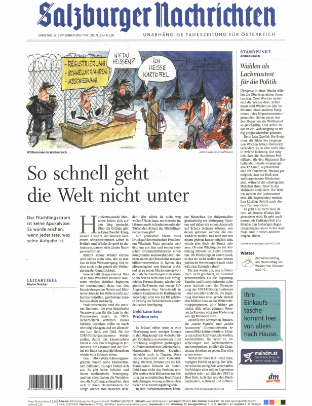 Titelseiten vom 19.09.2015