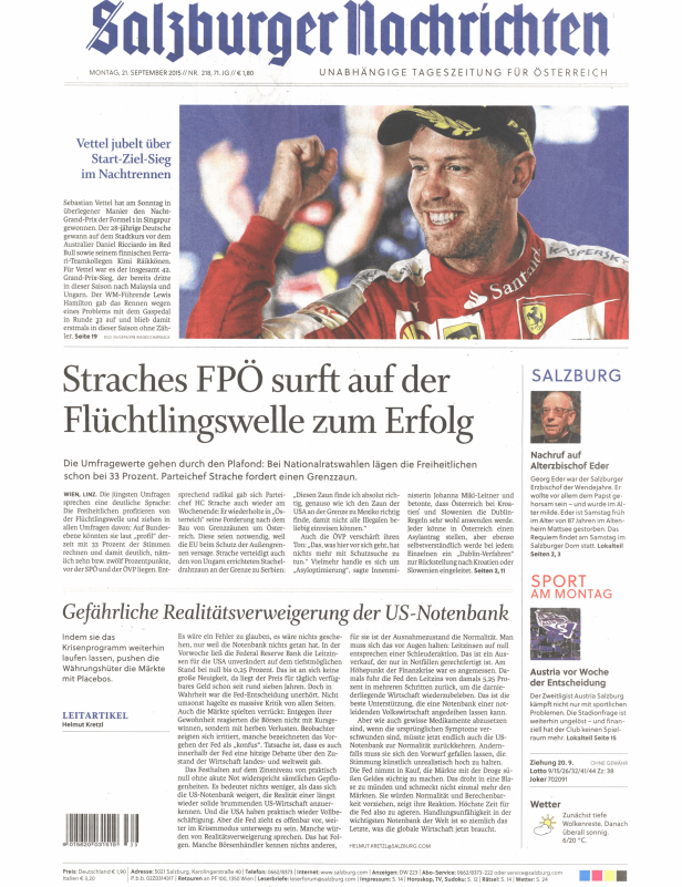 Titelseiten vom 21.09.2015