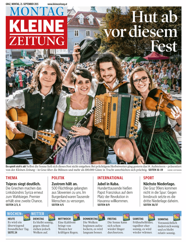 Titelseiten vom 21.09.2015