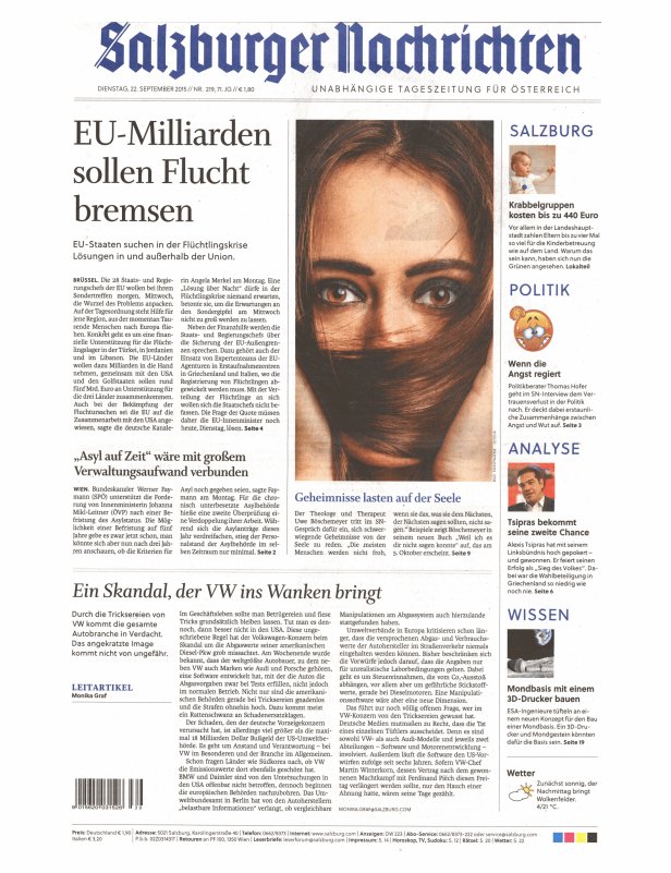 Titelseiten vom 22.09.2015