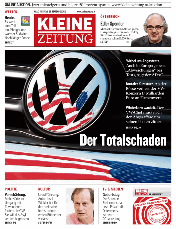 Titelseiten vom 22.09.2015