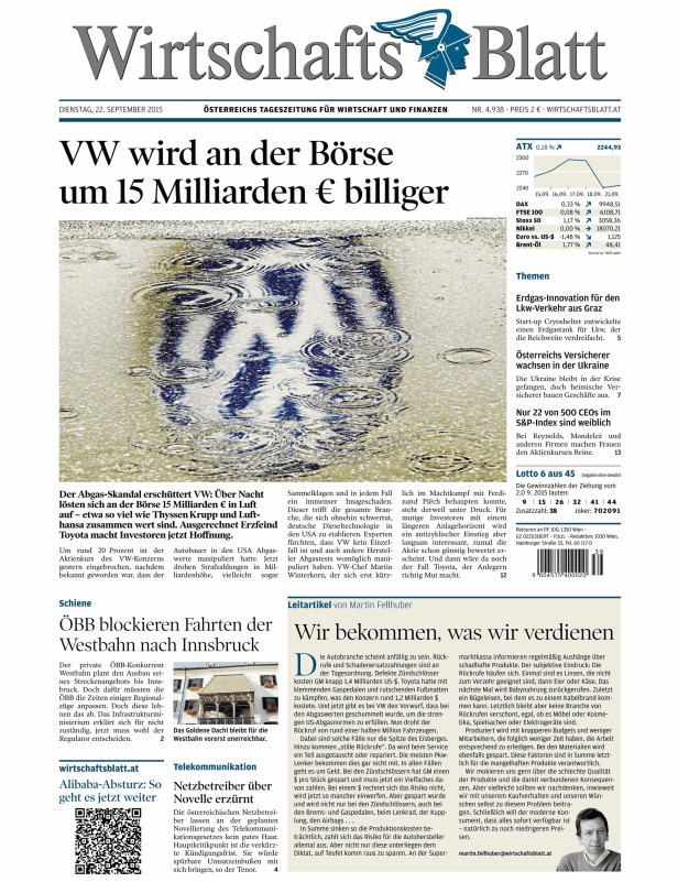 Titelseiten vom 22.09.2015