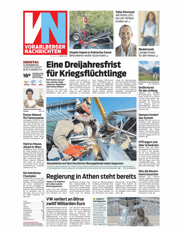 Titelseiten vom 22.09.2015