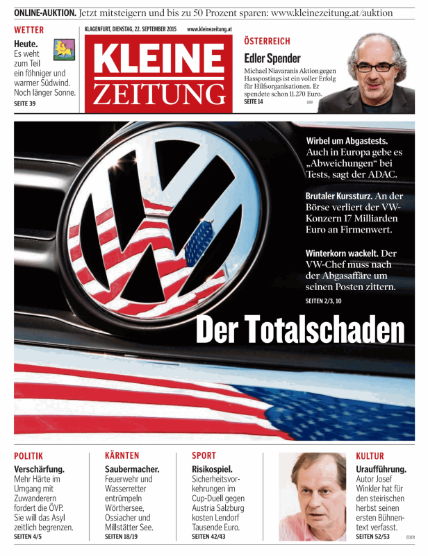 Titelseiten vom 22.09.2015