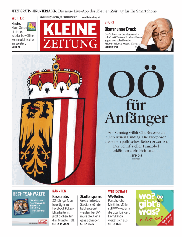 Titelseiten vom 26.09.2015