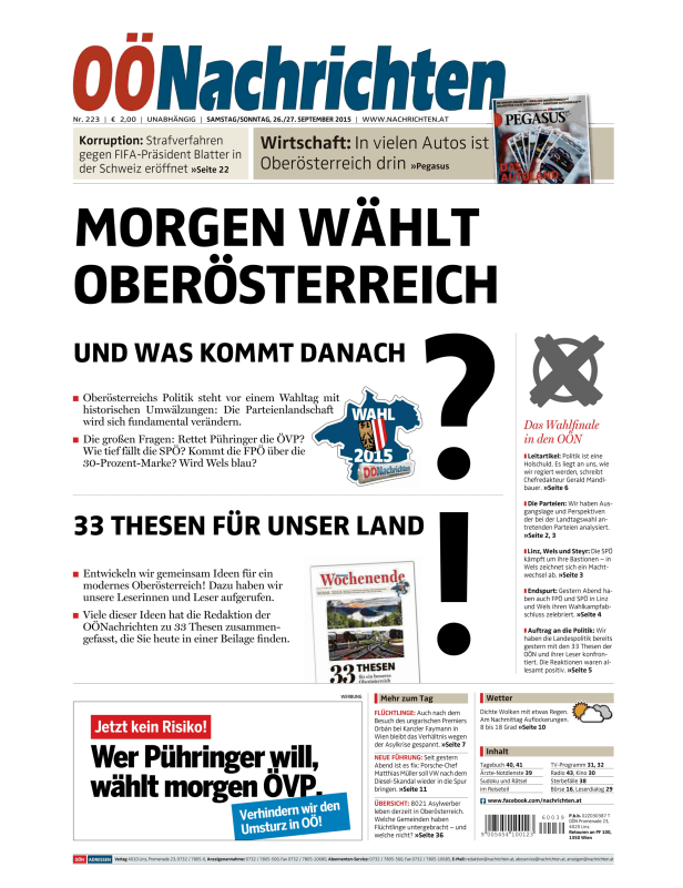 Titelseiten vom 26.09.2015