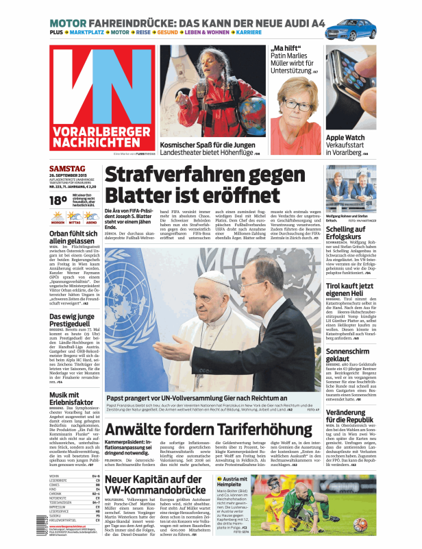 Titelseiten vom 26.09.2015