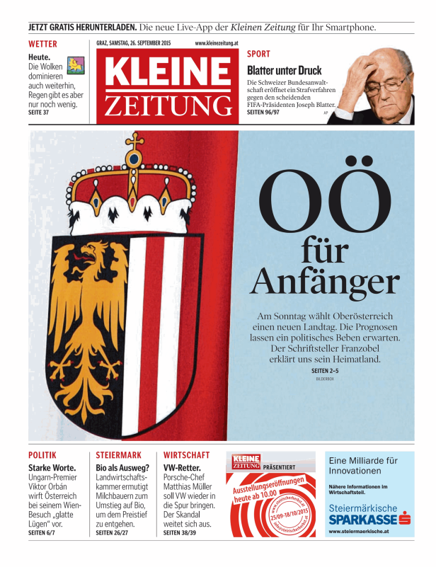 Titelseiten vom 26.09.2015