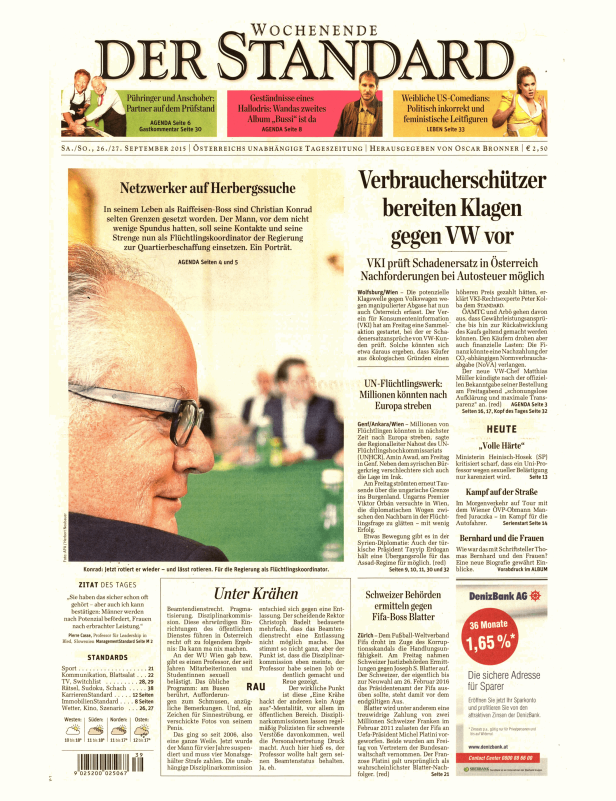 Titelseiten vom 26.09.2015