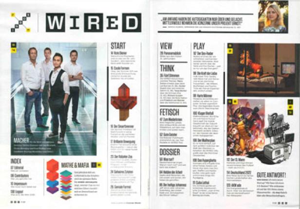 Doppelseite einer Ausgabe des Magazins „Wired“.