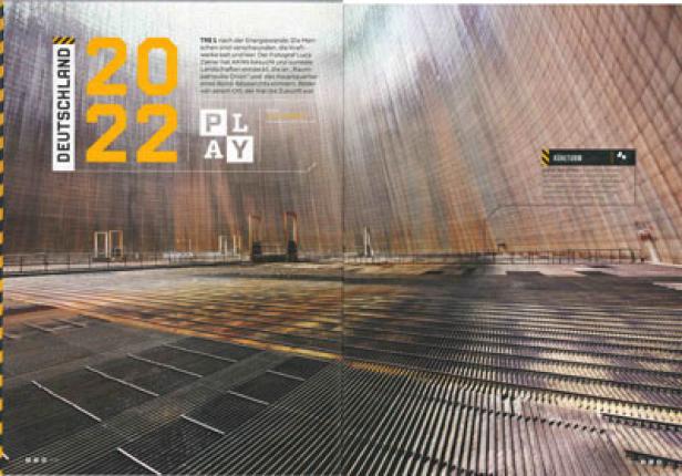 Innenansicht eines Kühlturms mit dem Text „Deutschland 2022“.