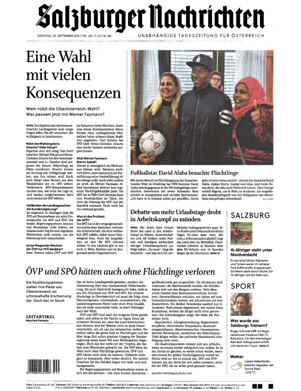 Fußballstar David Alaba besucht ein Flüchtlingshaus in Wien.