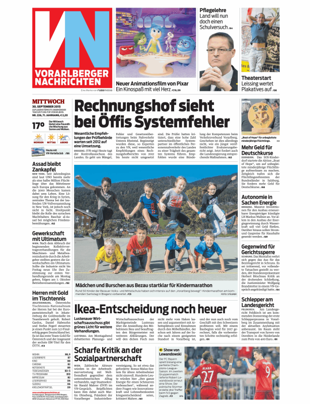 Titelseiten vom 30.09.2015