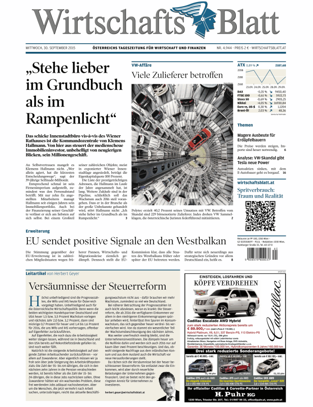 Titelseiten vom 30.09.2015