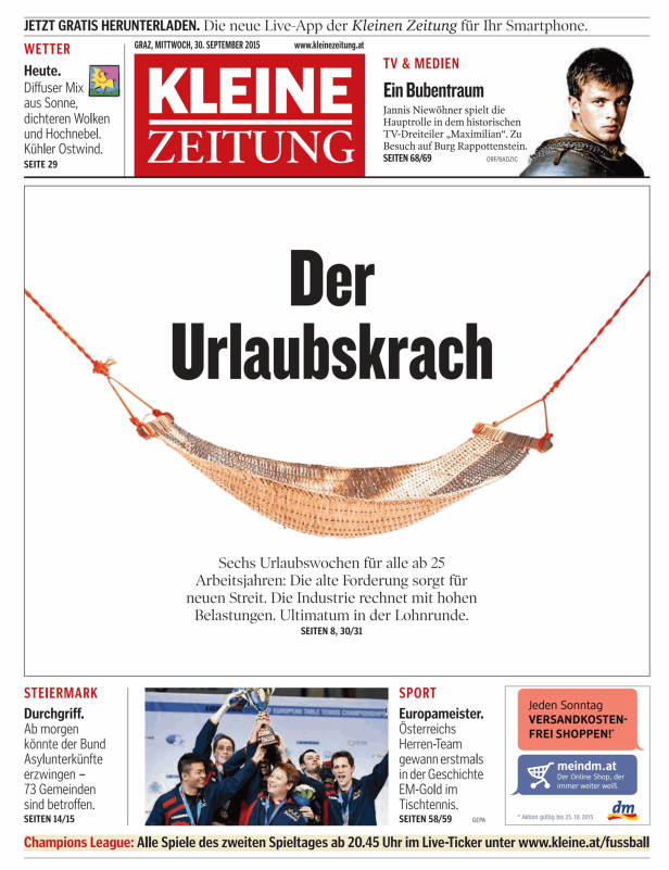 Titelseiten vom 30.09.2015