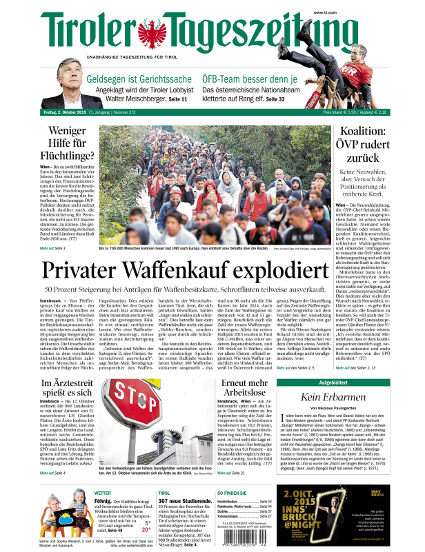 Titelseiten vom 02.10.2015
