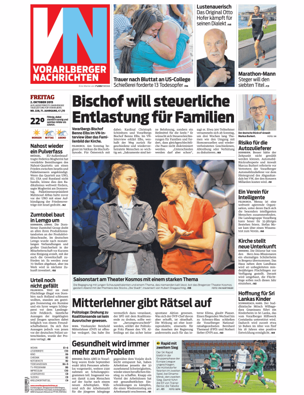 Titelseiten vom 02.10.2015
