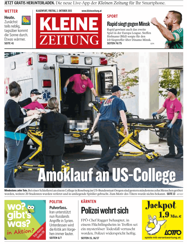 Titelseiten vom 02.10.2015